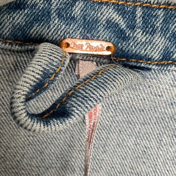 Free People Studded Denim Trucker Jacket Oversized Light Blue Size S - Picture 4 of 6